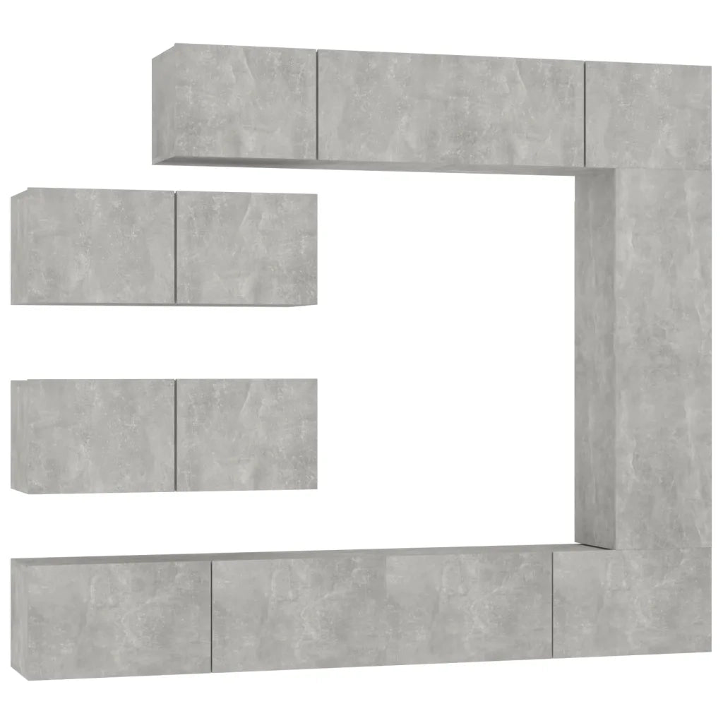 Set di Mobili Porta TV 7 pz Grigio Cemento in Legno Multistrato 3114561