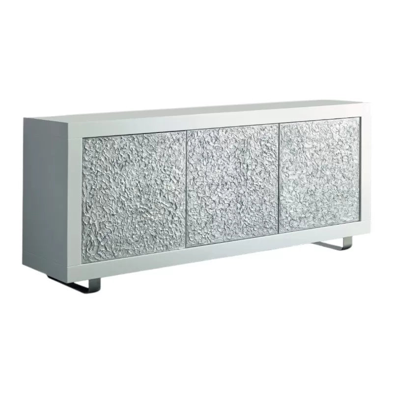 Madia contemporanea con particolare bianco argento design 205x45x88 - Mobili 2G