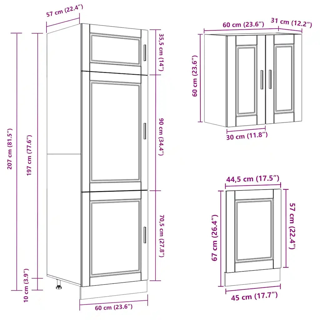 Set Mobili da Cucina 8 pz Porto Bianchi Lucido in Truciolato 3314813