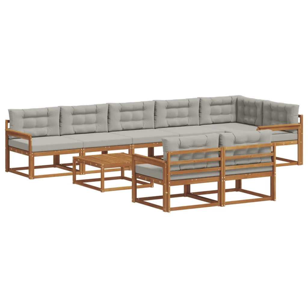 Set di divani da esterno 9 pcs Grigio Naturale e Chiaro 3367779
