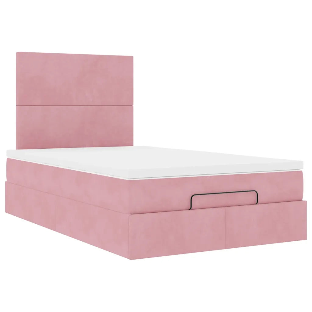 Struttura Letto Pouf con Materassi Rosa 120x190 cm Velluto 3313390