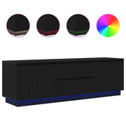 Mobile TV | Armadietto TV | Mobile Porta TV con Luci LED Rovere Nero 160,5x41x50 cm