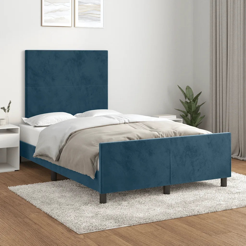 Giroletto senza Materasso Blu Scuro 120x190 cm Velluto