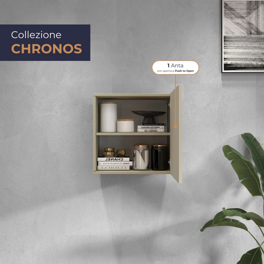 WHOUS Pensile a cubo Chronos con 1 anta tortora opaco 50x35x50 cm