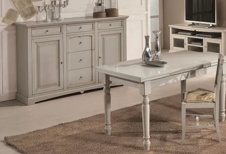 Credenzone in legno 2 porte 6 cassetti laccato grigio patinato misura l.170 p.46 h.116 - Mobili 2G