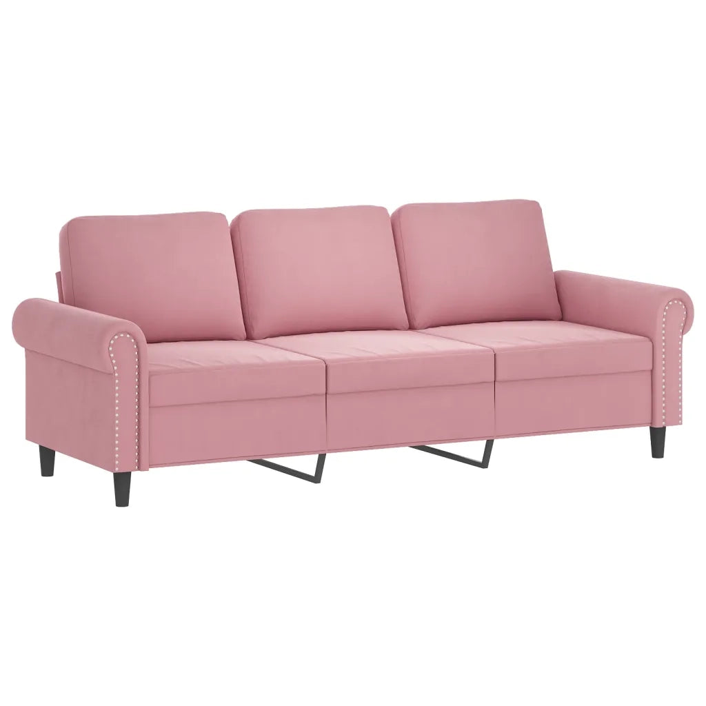 vidaXL Set di Divani 3 pz con Cuscini rosa in Velluto