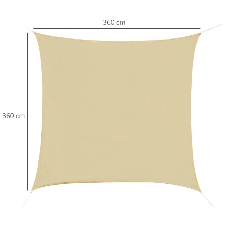 TENDA DA SOLE A VELA QUADRATA IN HDPE 360 X 360 CM IN COLORE SABBIA