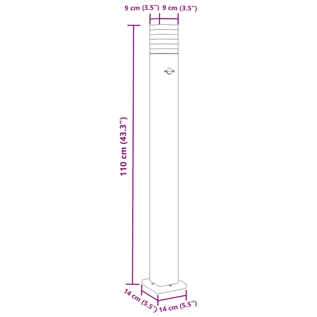 Lampada da Terra per Esterni con Sensore Nera 110cm Alluminio CFW4393732