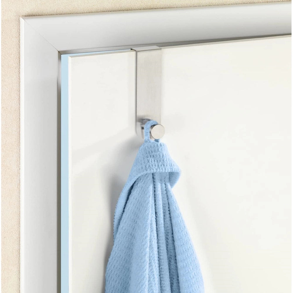 Trade Shop - Appendiabiti Da Porta Con 1 Gancio 4x11.5cm Silver Per Asciugamani Vestiti 87782 -