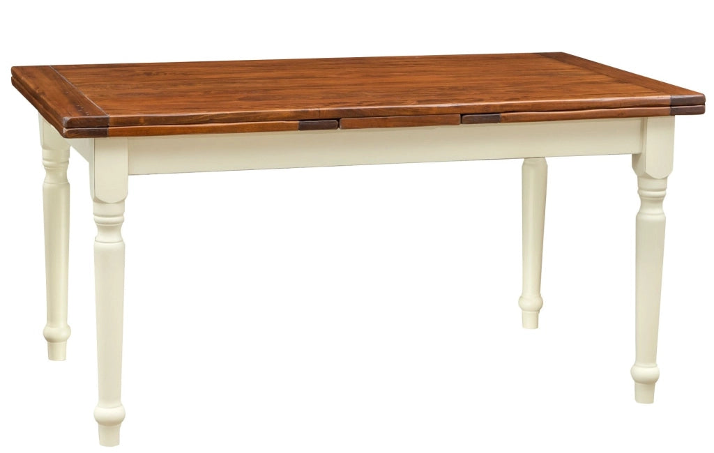 Biscottini Tavolo allungabile Country con struttura bianca anticata piano noce in legno massello di tiglio Made in Italy
