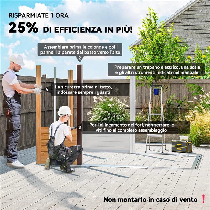 CASETTA DA GIARDINO IN ACCIAIO EFFETTO LEGNO E DOPPIE PORTE SCORREVOLI, 278X195X215 CM, MARRONE