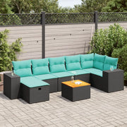 Set Divani da Giardino con Cuscini 8 pz Nero in Polyrattan 3325879