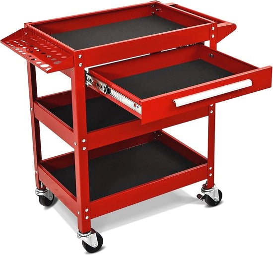 Carrello di lavoro con 3 piattaforme aperte, carrello e ruote universali con freno