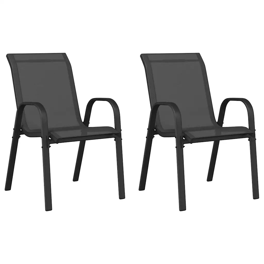 Sedie da Giardino Impilabili 2 pz in Tessuto Textilene Nero