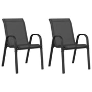 Sedie da Giardino Impilabili 2 pz in Tessuto Textilene Nero