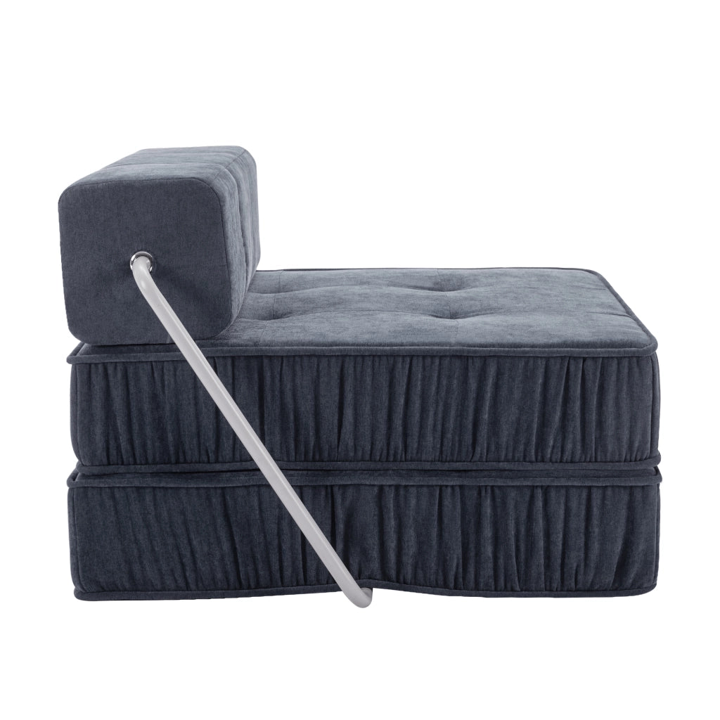 Divano modulare in schiuma con funzione letto e seduta convertibile in chenille grigio 186 × 93 × 44,5 cm