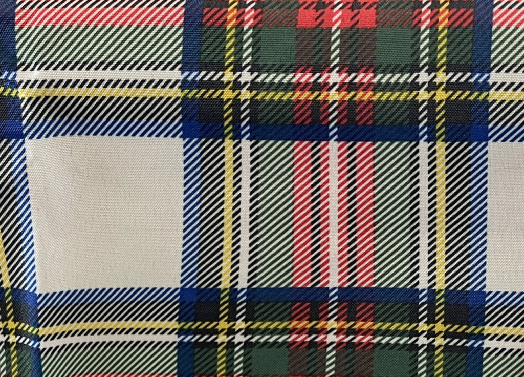 Tovaglia Cucina Soggiorno Antimacchia Idrorepellente Fantasie Tartan Splash - 140x230cm - Bianco