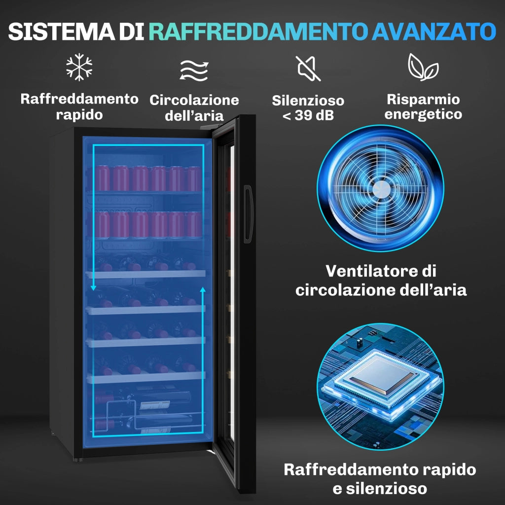 Cantinetta Frigo per Vino ¨C zephmum ¨C Nero 43x45x94 cm