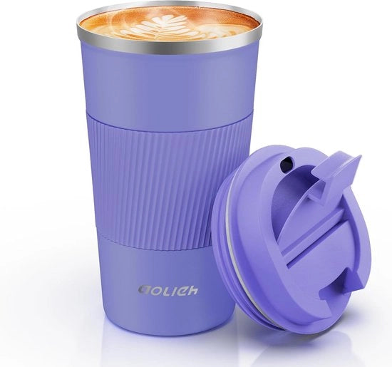 Tazza termica, tazza per caffè con coperchio ermetico, tazza termica, tazza isolante, acciaio inossidabile, per acqua calda e fredda, caffè e tè