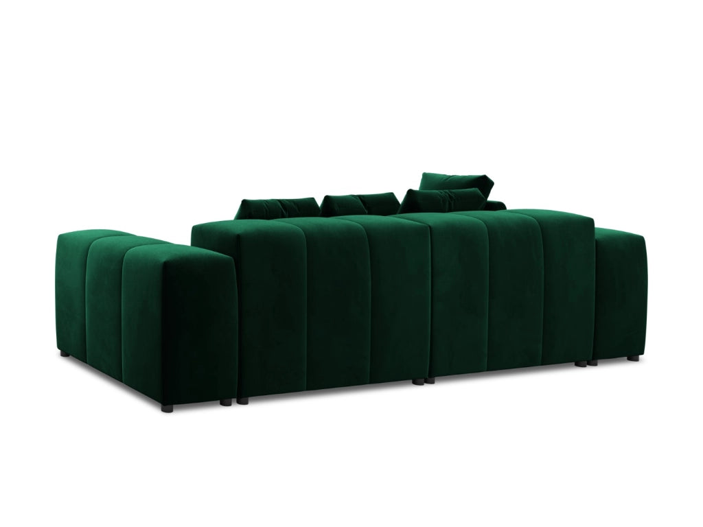 Cosmopolitan Design - Divano angolare modulare reversibile "Rome" 4 posti in velluto verde bottiglia 
