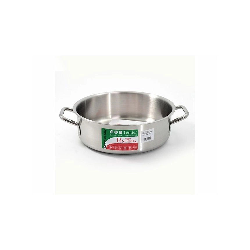 PINTINOX PNT670C28 Tender Casseruola Media in Acciaio Inox 2 Manici Ø 28 cm Capacita' 5,75 L Adatta a Tutti i Piani di Cottura incluso Induzione colore Acciaio