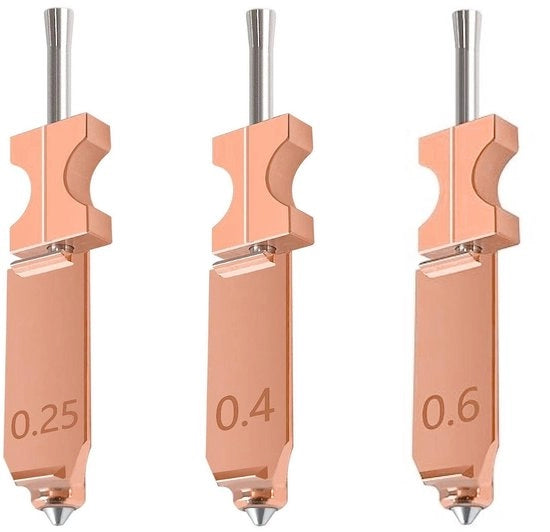 Kit di Aggiornamento del Nozzle - Bocchette Metalliche Completi - 3 Pezzi - 0,25 MM/0,4 MM/0,6 MM Dimensioni - Adatto per PLA/ABS/PETG - Rimovibile Rapido - Bocchetta per Stampante 3D