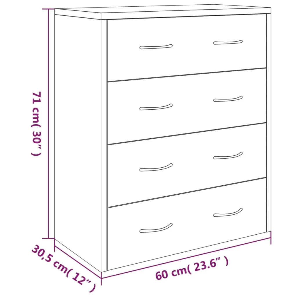 Buffet credenza cassettiera mobiletto mobile contenitore organizer per cucina soggiorno salotto con 4 cassetti 60 x 30,5 x 71 cm nero 02_0029754