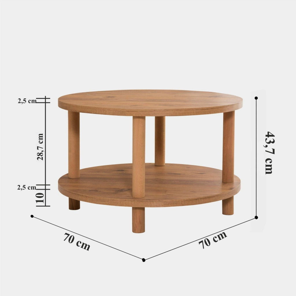 Alhakim, Tavolino da Salotto Portariviste, 70x70x43.7h cm Marrone Quercia