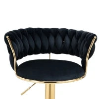 Set di 2 Sgabelli da Bar Girevoli 360° in Velluto con Altezza Regolabile, Design Lussuoso per Cucina e Sala da Pranzo, Nero