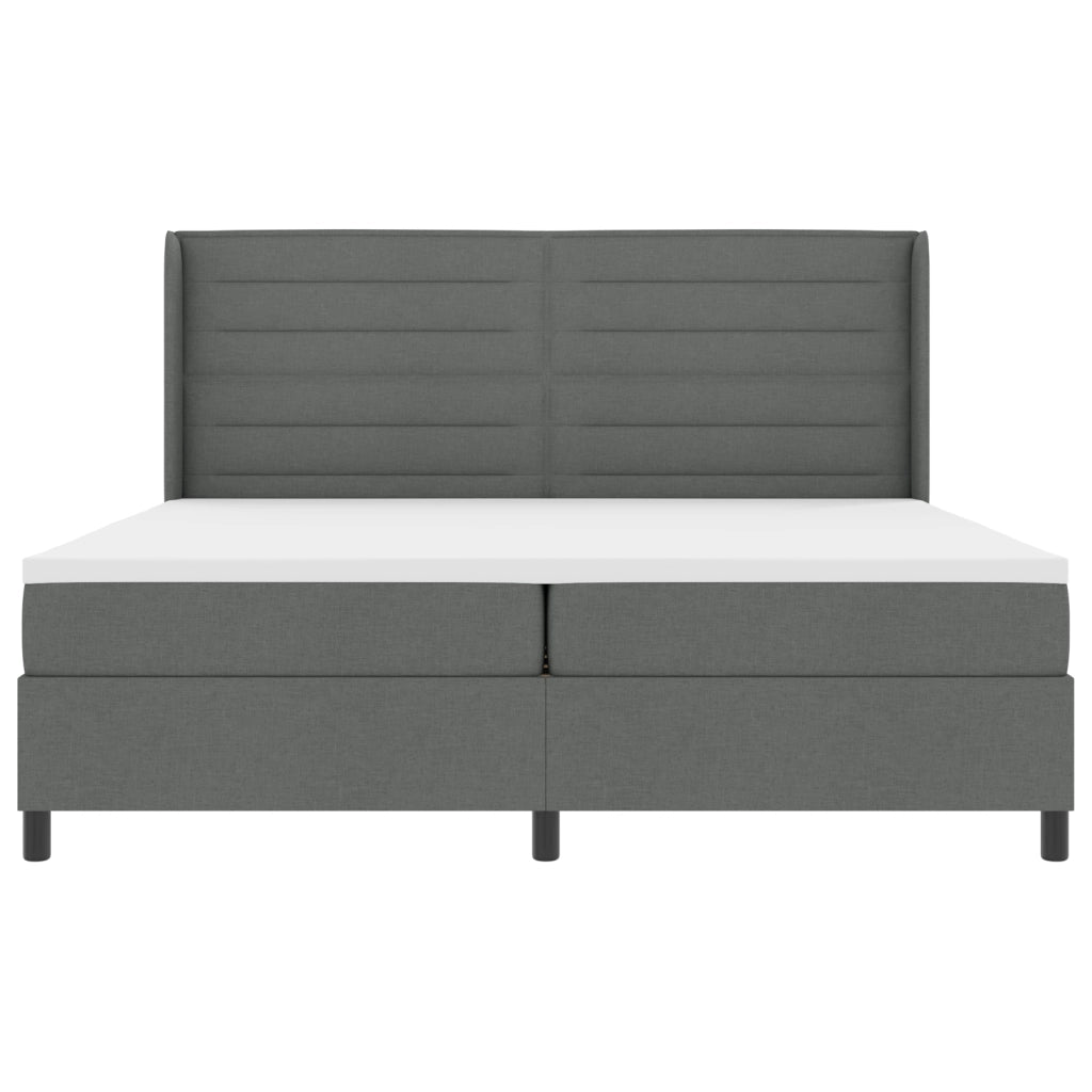 Letto Box Spring vitaXL con Materasso Grigio Scuro 200x200 cm in Tessuto