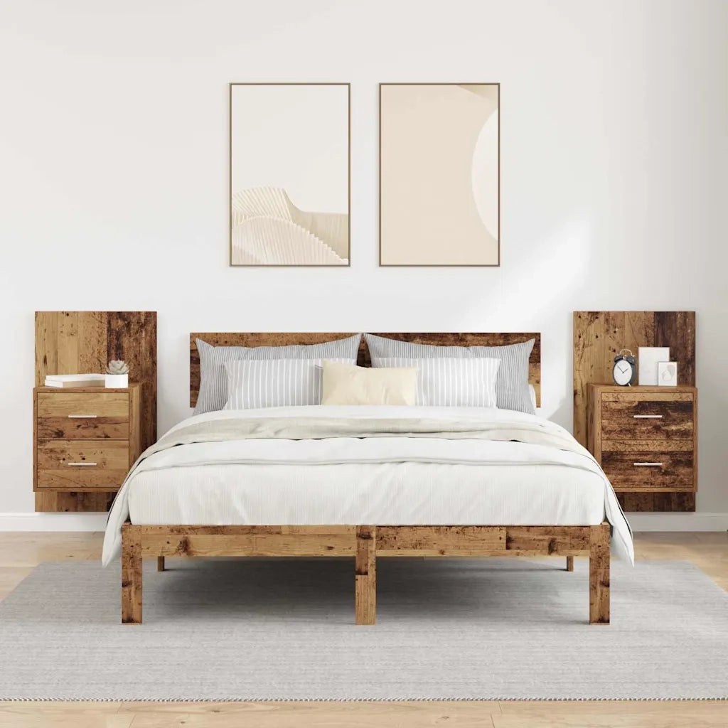 Mobiletto da comodino a parete con cassetto 2 pcs Legno vecchio 880486