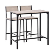 Tavolo da bar con 2 sedie, set da 3 pezzi, sgabello da bar in MDF nei colori naturale e nero, 89x45x87 cm, per cucina e sala da pranzo