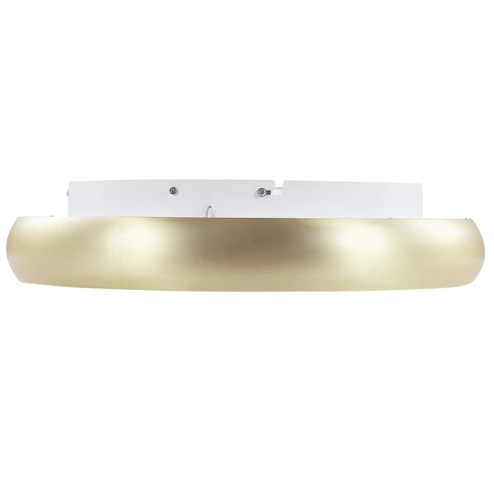 Lampada da soffitto in acciaio sintetico dorato integrato con luci a LED di forma rotonda plafoniera moderna illuminazione