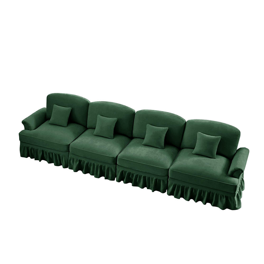Divano 4 posti grande - Xylo - Stile mid-century, chenille, verde