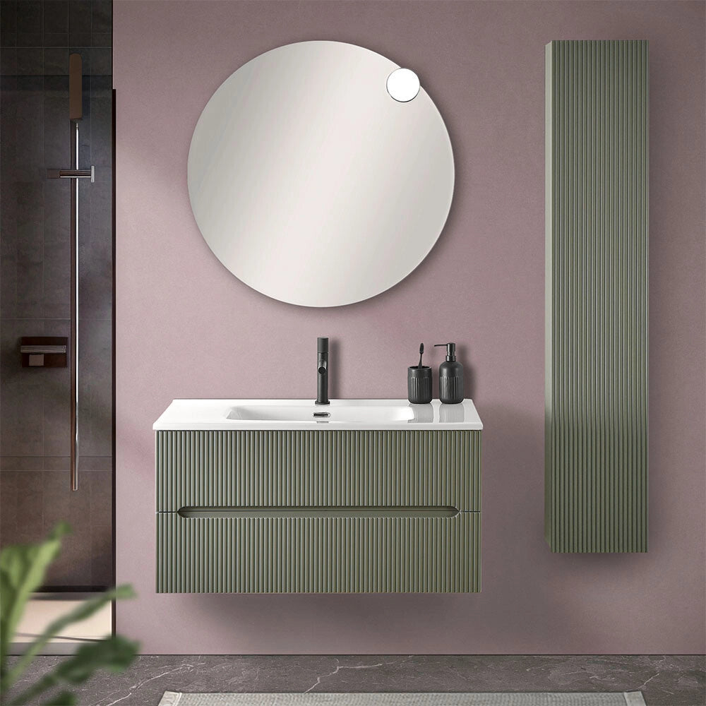 Mobile bagno sospeso cannettato 90 cm verde Bali