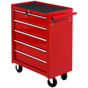 Carrello Porta Utensili con 5 Cassetti ¨C zephmum ¨C Acciaio Rosso 67.5x33x77cm