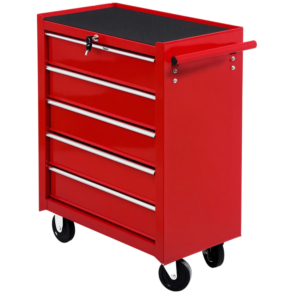 Carrello Porta Utensili con 5 Cassetti ¨C zephmum ¨C Acciaio Rosso 67.5x33x77cm