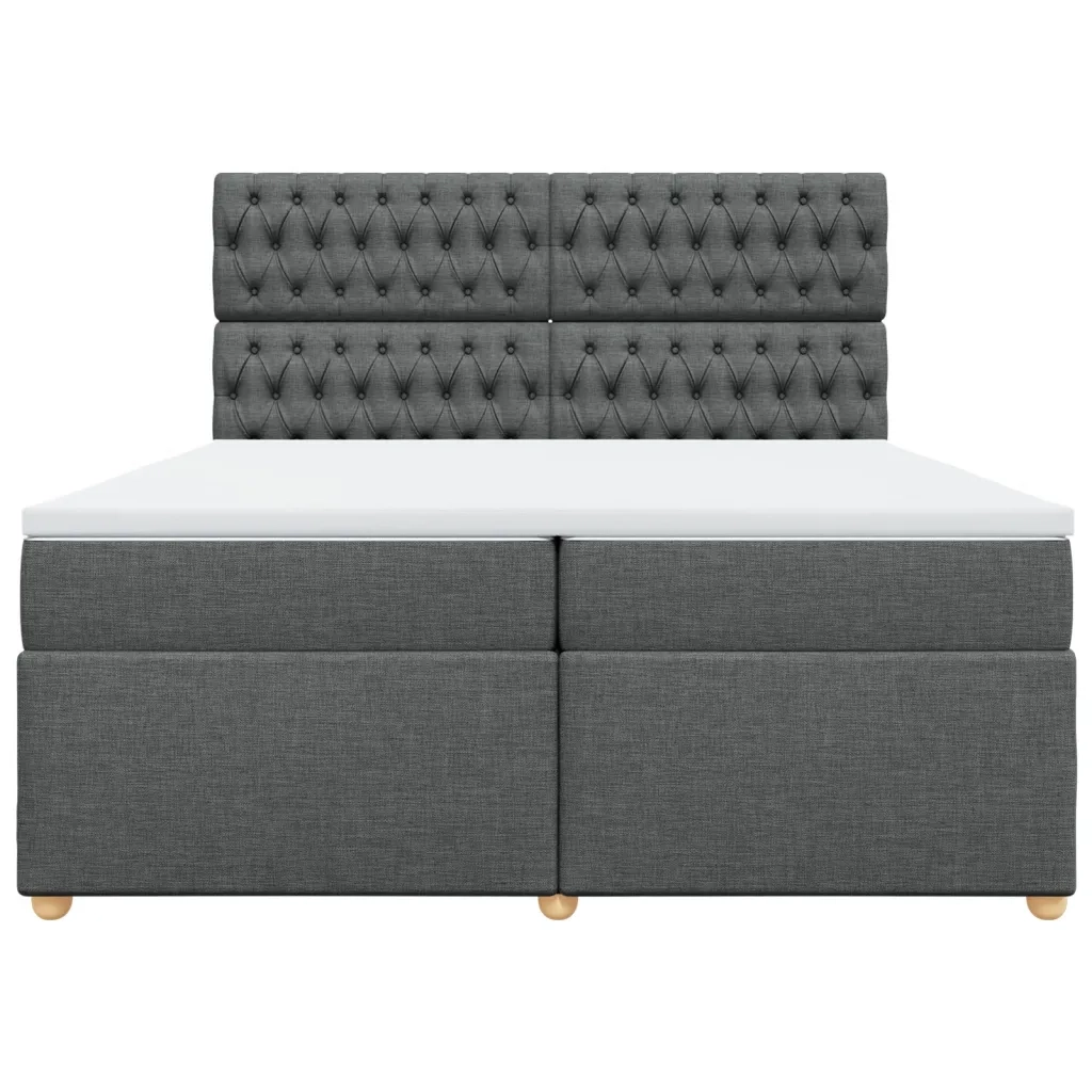 Giroletto a Molle con Materasso Grigio Scuro 200x200 cm Tessuto 3291395