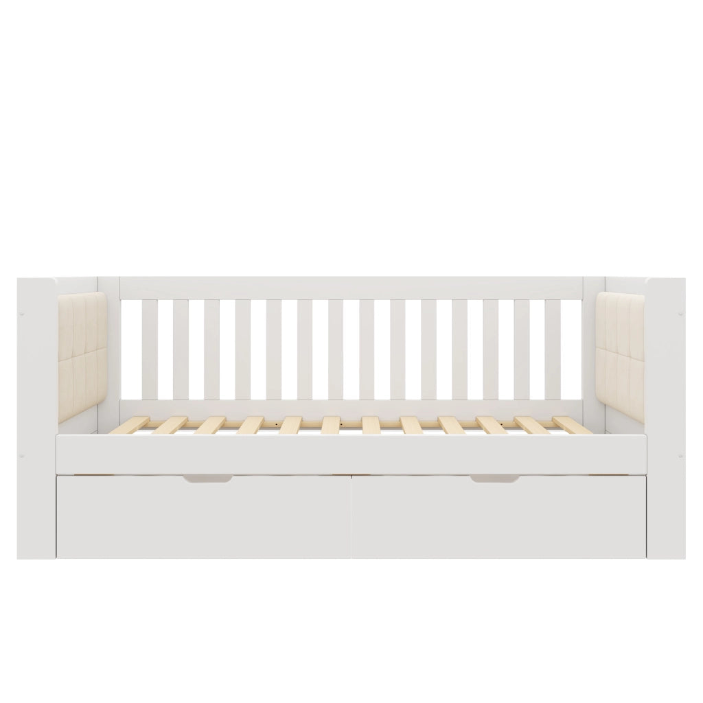 LETTO Letto daybed 90x190 cm in legno bianco con 2 cassetti