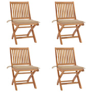 Sedie da Giardino Pieghevoli con Cuscini 4 pz Massello di Teak cod mxl 75214