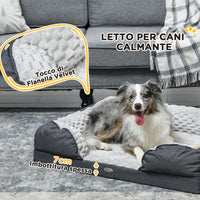 Cuccia Imbottita per Cani Taglia Media con Cuscino Rimovibile Lavabile 90x69x21cm Grigio Carbone