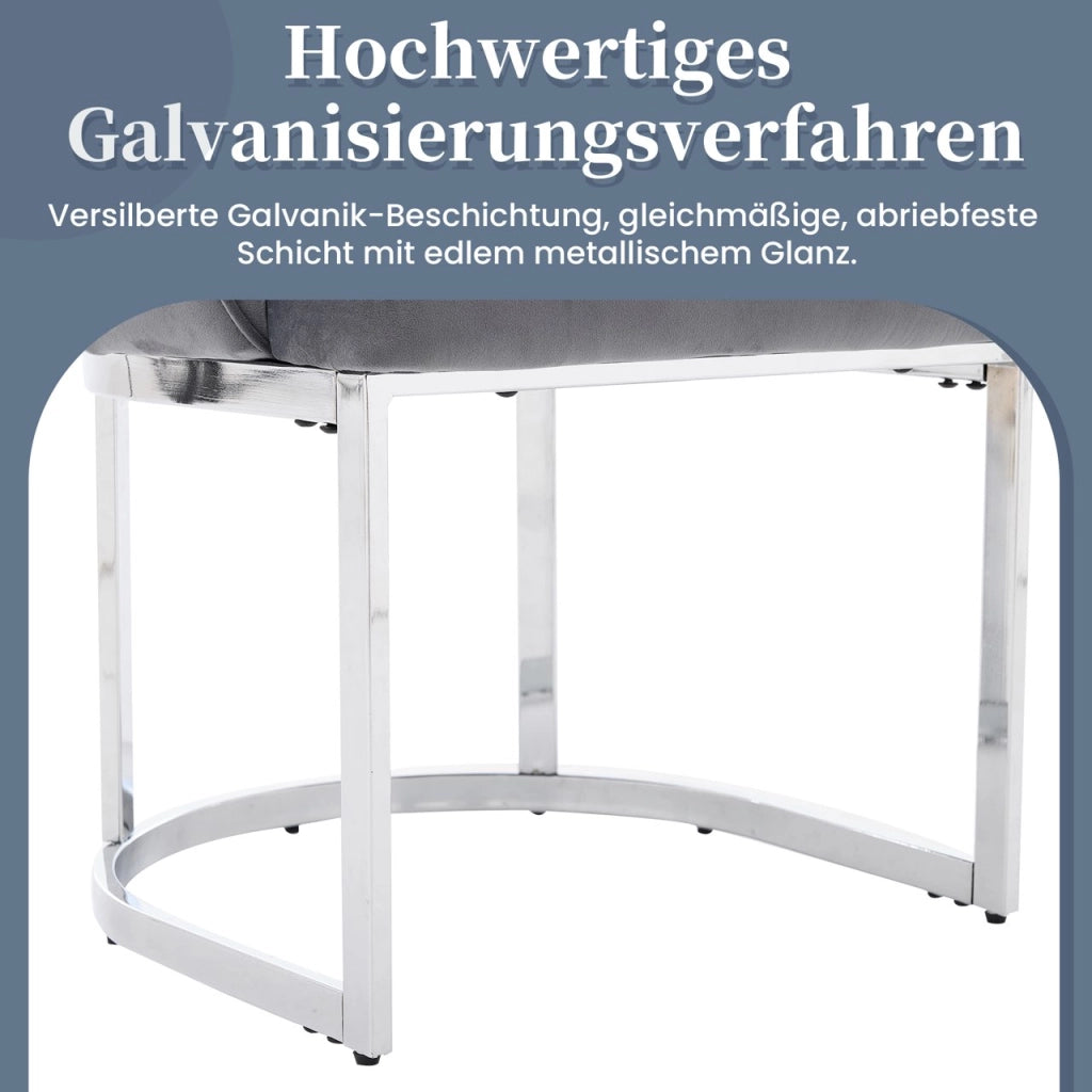 SEDIA da pranzo, Set da 4 pezzi, in velluto grigio con gambe argentate