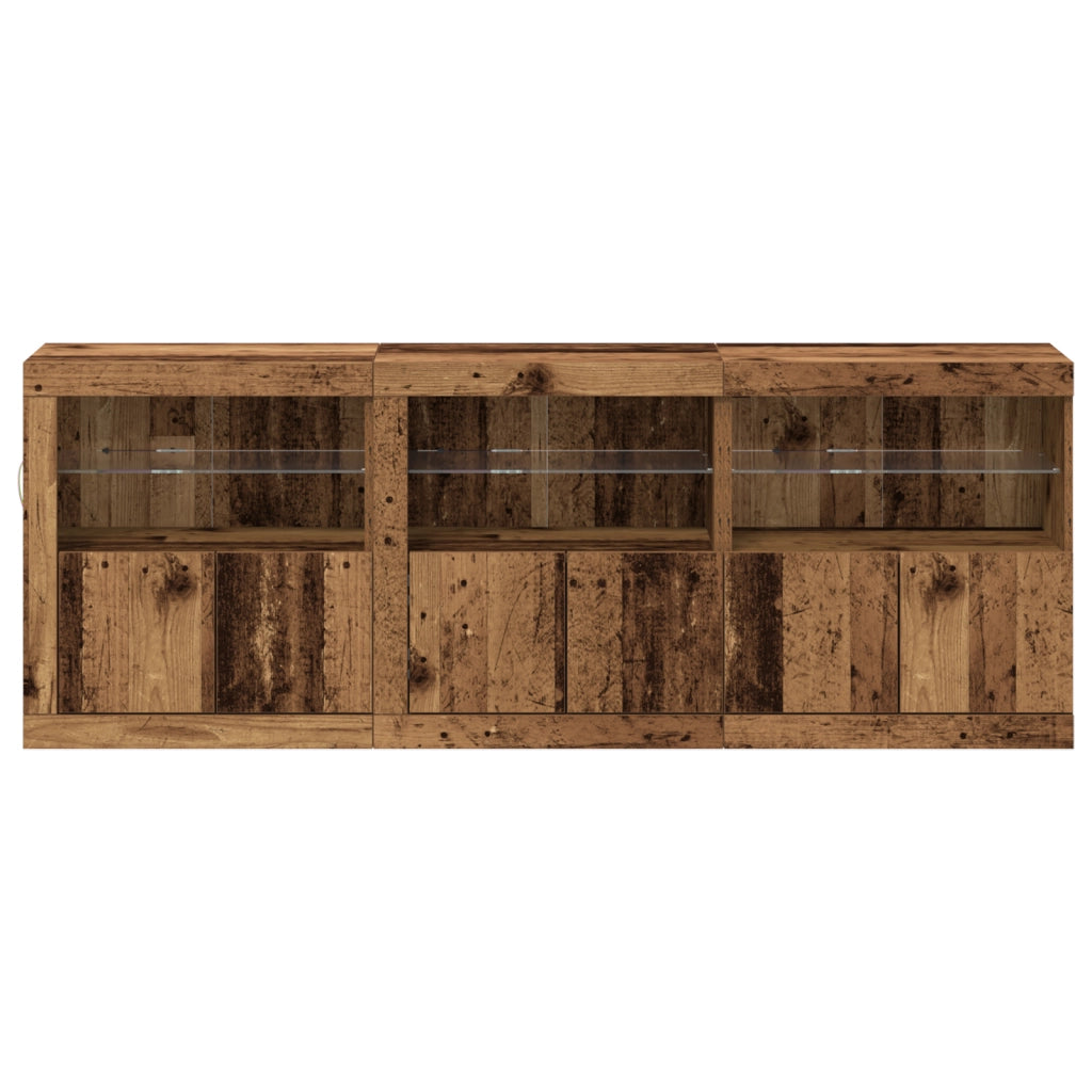 Credenza con Luci LED Legno Vecchio 181,5x37x67 cm Legno Ingegnerizzato
