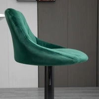 Set 2 Sgabelli da Bar, Altezza Regolabile con Base in Metallo e Seduta in Velluto, Sgabelli Moderni con Schienale e Poggiapiedi, 46x48x83-104 cm, Verde