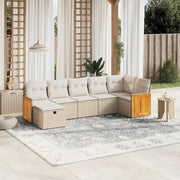 Set Divani da Giardino 7 pz con Cuscini Beige in Polyrattan 3265748