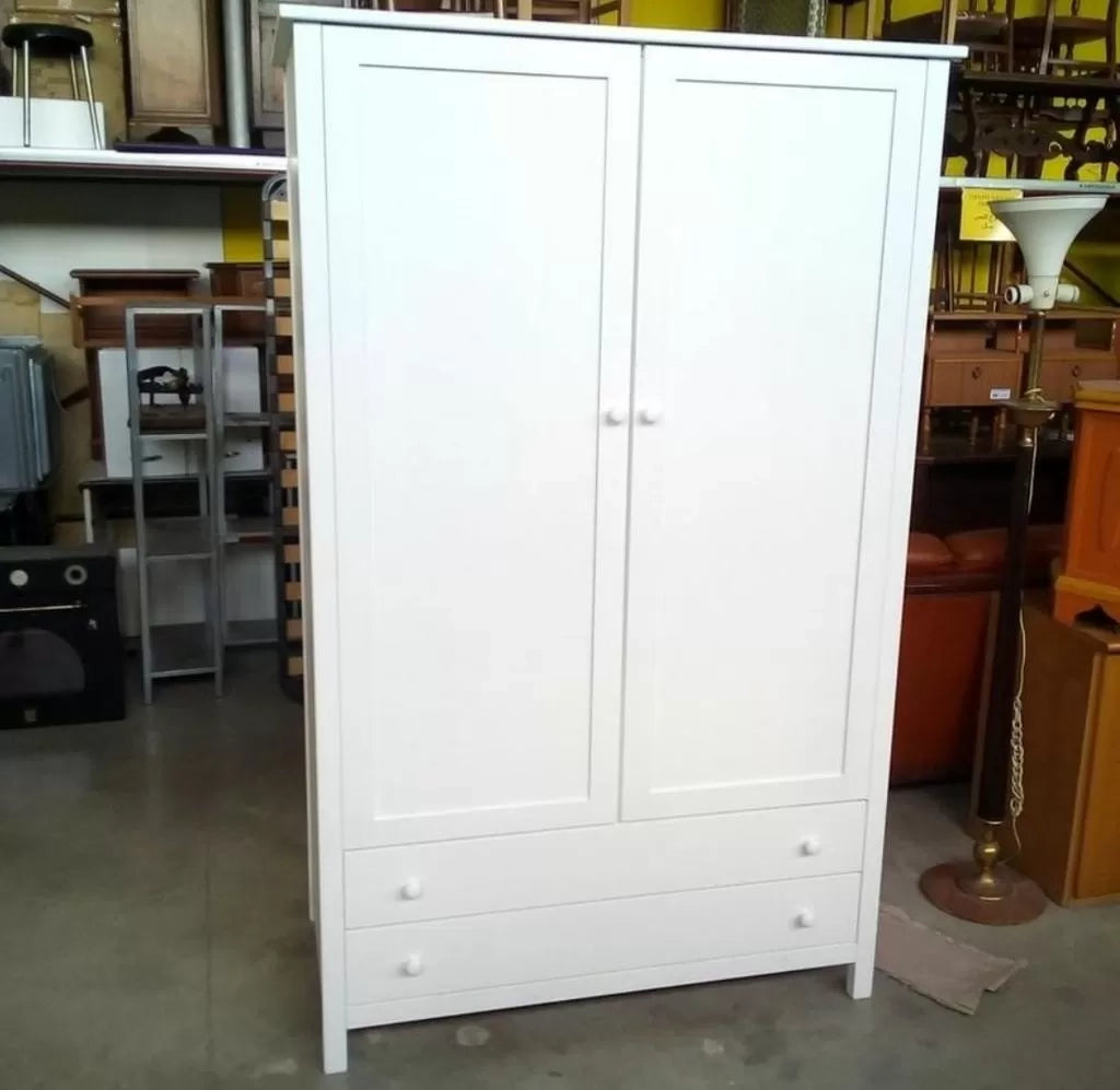 Armadio moderno 2 ante legno shabby bianco 125x61x200 (724) - Mobili 2G