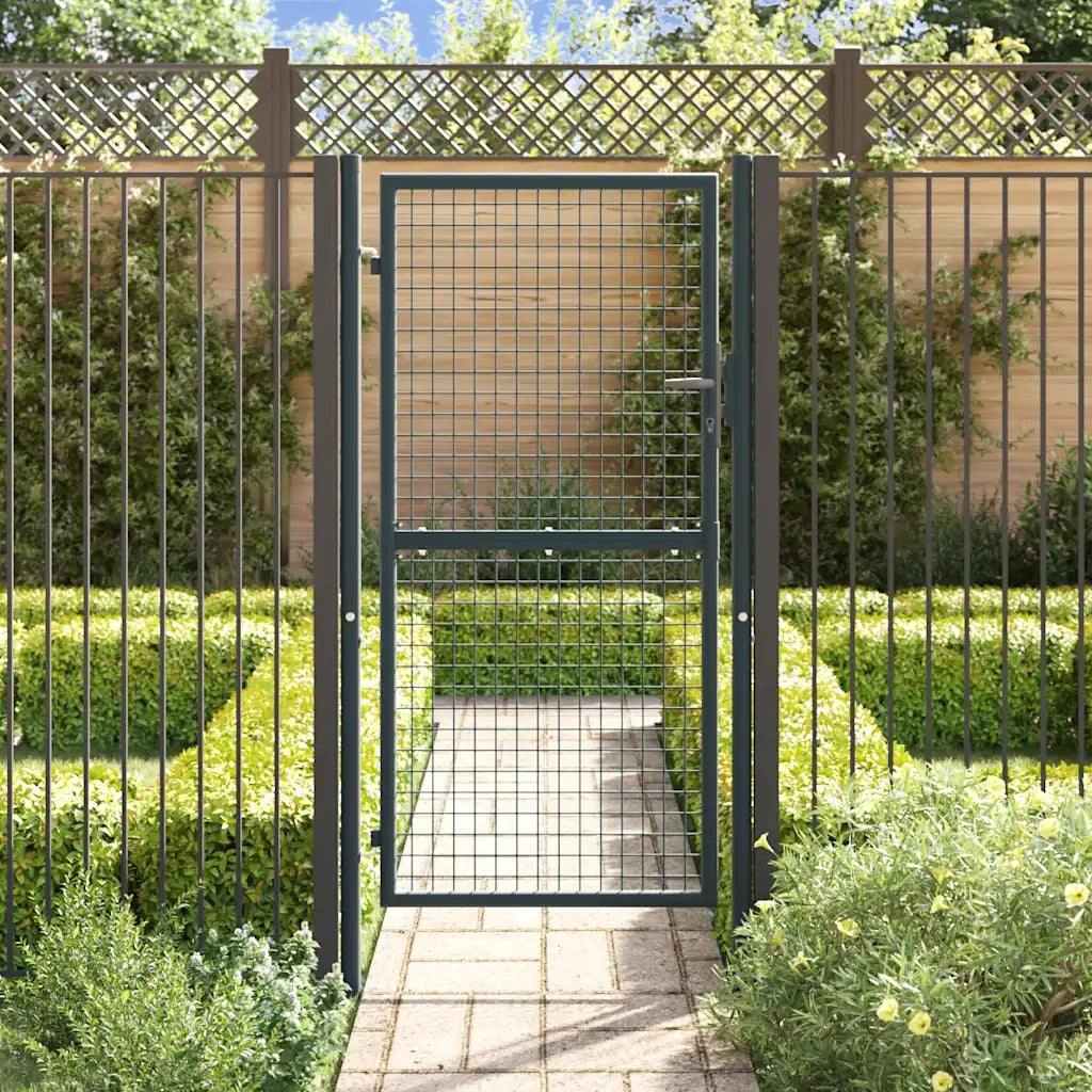 Cancello da Giardino in Rete di Acciaio Zincato 100x175 cm Grigio 145774