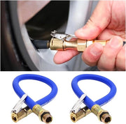2 x Adattore per pompa pneumatici, 37 cm, valvola in gomma, estensione, pompa pneumatici, per biciclette, motociclette, auto, universale, blu