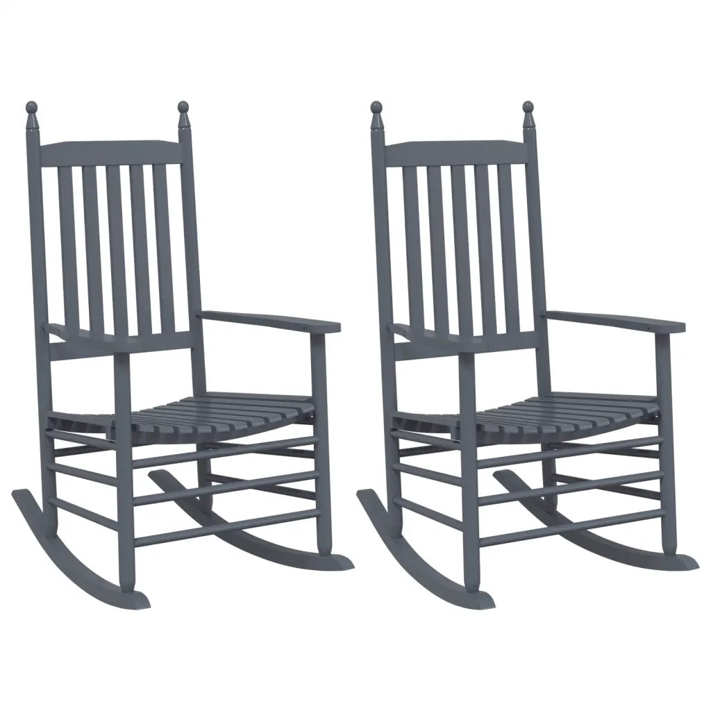 Sedie a Dondolo Sedute Curve 2 pz Grigie Legno Massello Pioppo CFW8482355