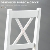 Set 4 Sedie per Cucina e Soggiorno con Schienale a Croce, in Legno di Pino, 41x46.5x86 cm